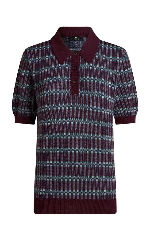 ETRO Etro Striped Wool-Blend Polo Top - Moda Operandi 1