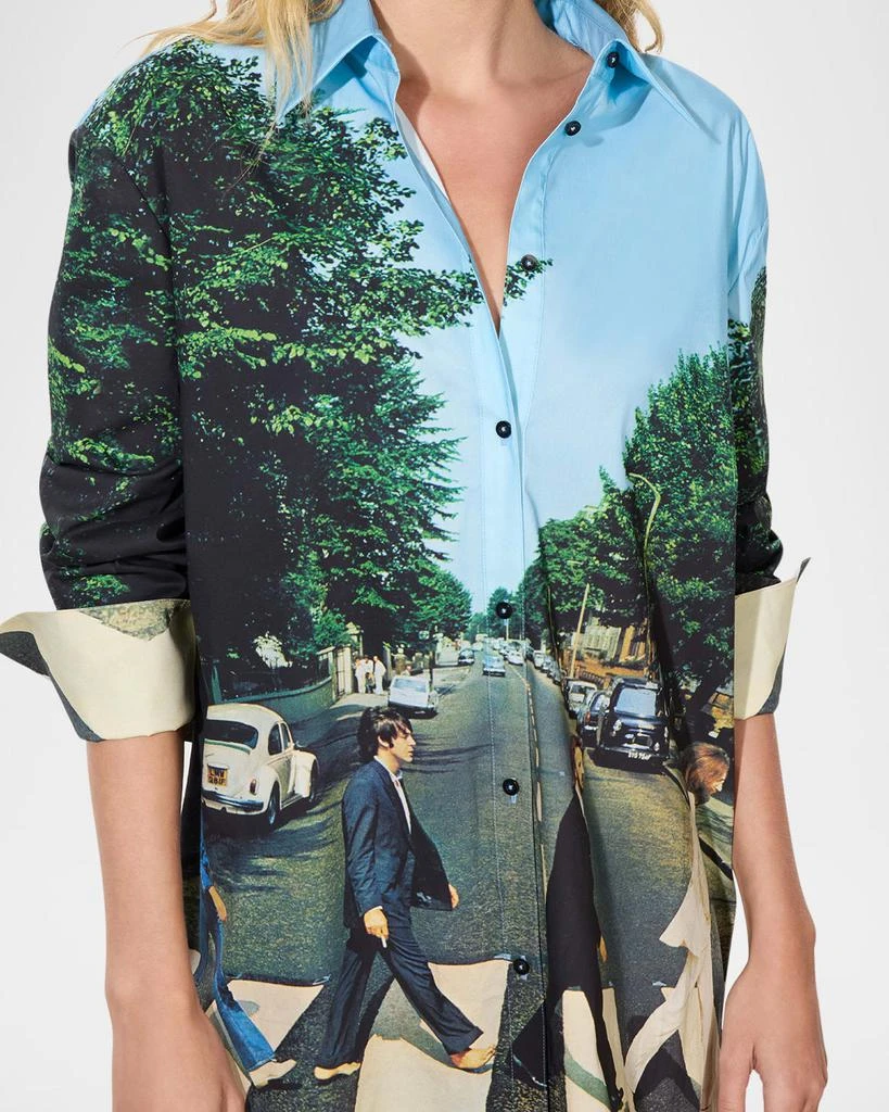 Alice + Olivia x The Beatles Finely Oversized Button-Front Shirt 5