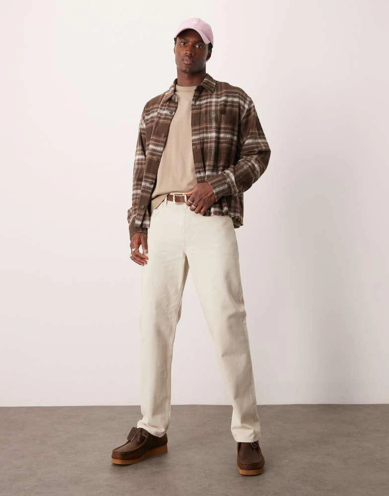 Abercrombie & Fitch Abercrombie & Fitch cropped slub flannel check overshirt in brown 3