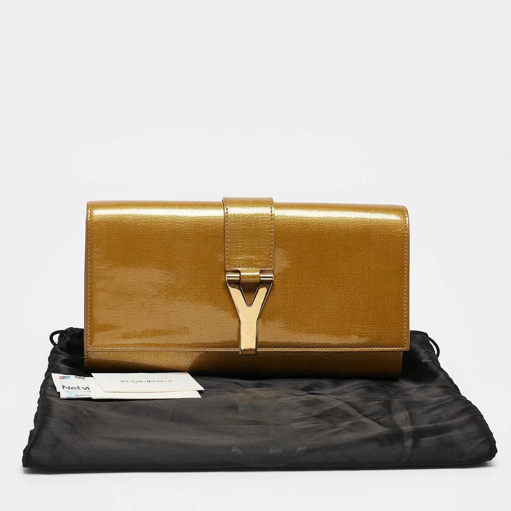 Yves Saint Laurent Yves Saint Laurent Gold Patent Leather Y-Ligne Flap Clutch 7