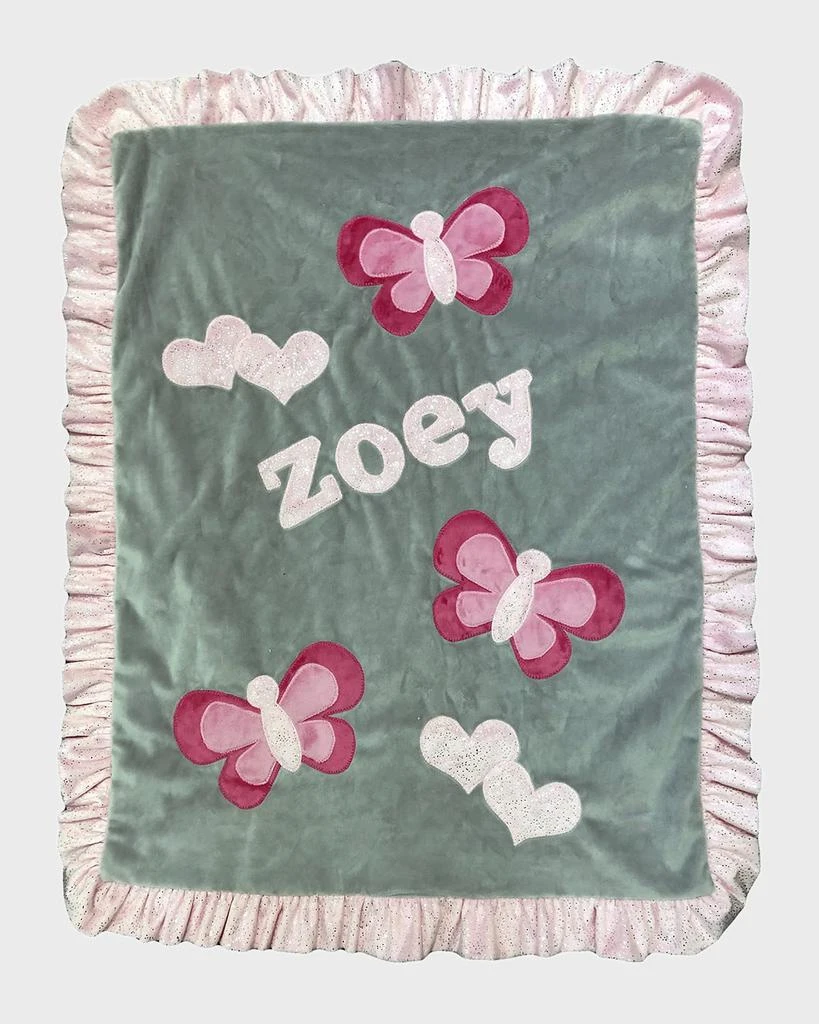 Boogie Baby Girl
s Fly Fly Butterfly Ruffle Blanket, Personalized