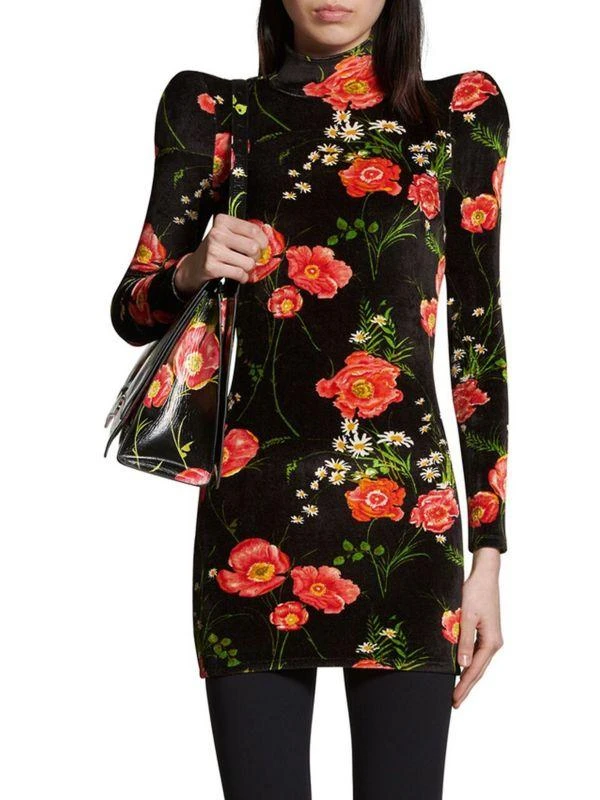 Balenciaga Poppy Velvet Turtleneck Dress 3