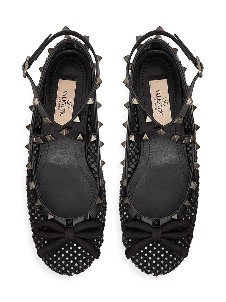 Valentino Rockstud Mesh Ballerina Flats With Crystals 4