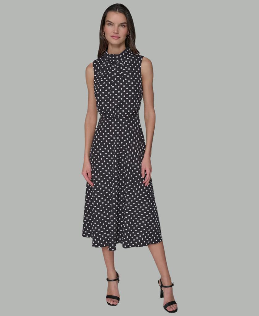 Karl Lagerfeld Paris PRINTED EVERYDAY STRETCH ROLL COLLAR MIDI
