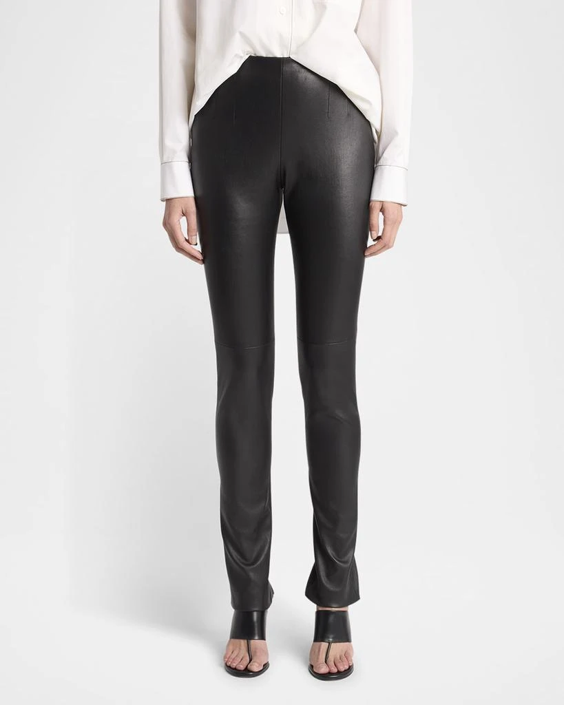 The Row Lakun Leather Skinny-Leg Slit-Hem Pants 2