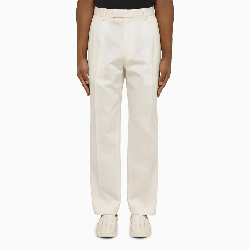 ZEGNA White cotton and wool trousers 1