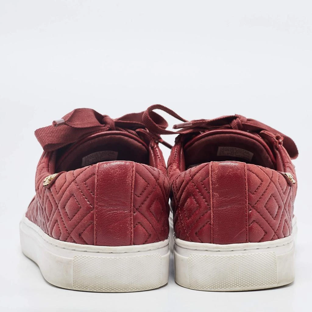 Tory Burch Tory Burch Red Quilted Leather Marion Lace Up Sneakers Size 38 5