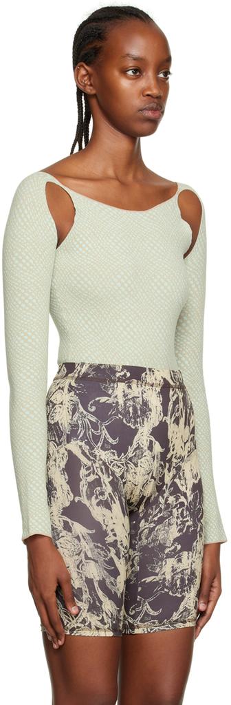 RUI Blue & Beige Cutout Bodysuit