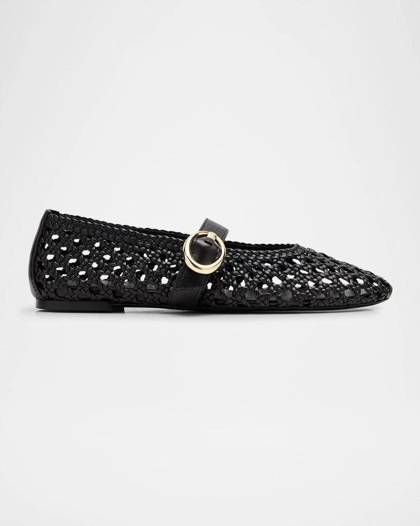 Stuart Weitzman Thea Woven Leather Mary Jane Ballerina Flats 1