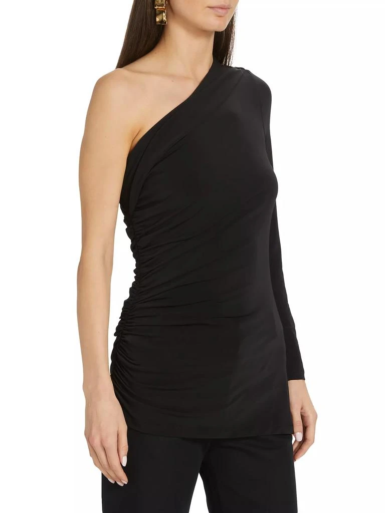 Halston Stefanie Ruched One-Shoulder Top 4