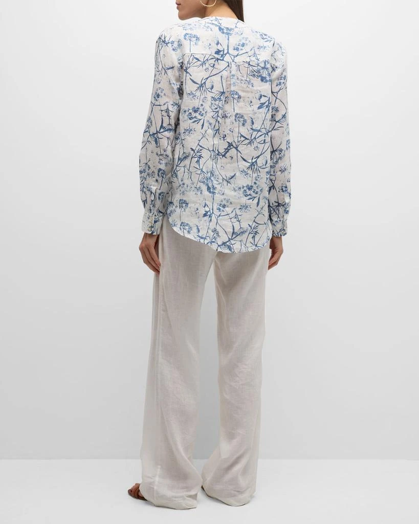 120% Lino Floral-Print V-Neck Linen Blouse 4