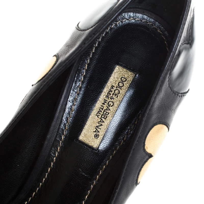 Dolce & Gabbana Dolce & Gabbanna Black Leather Heart Applique Pointed Toe Pumps Size 36.5 7