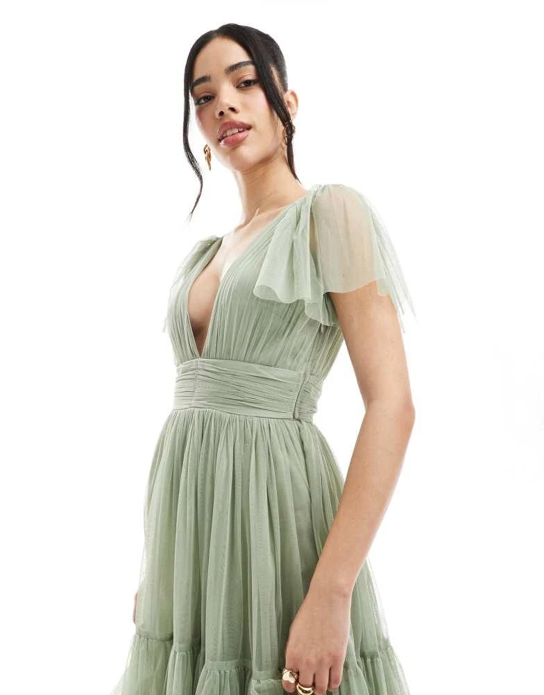 Lace Beads Bridesmaid Madison midi dress in dusty sage – On Sale