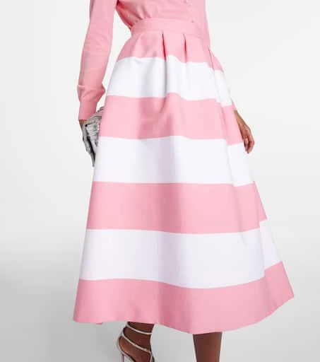 Carolina Herrera Striped pleated cotton-blend midi skirt 5