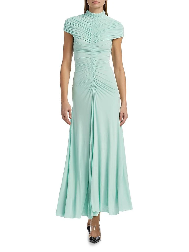 Alaïa Gathered High-Neck Maxi Dress 2