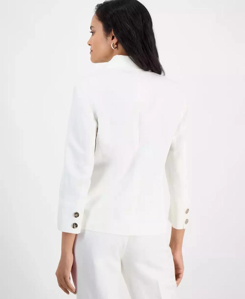 Kasper Women's Linen Blend Notched-Collar 3/4-Sleeve Jacket, Regular & Petite 4