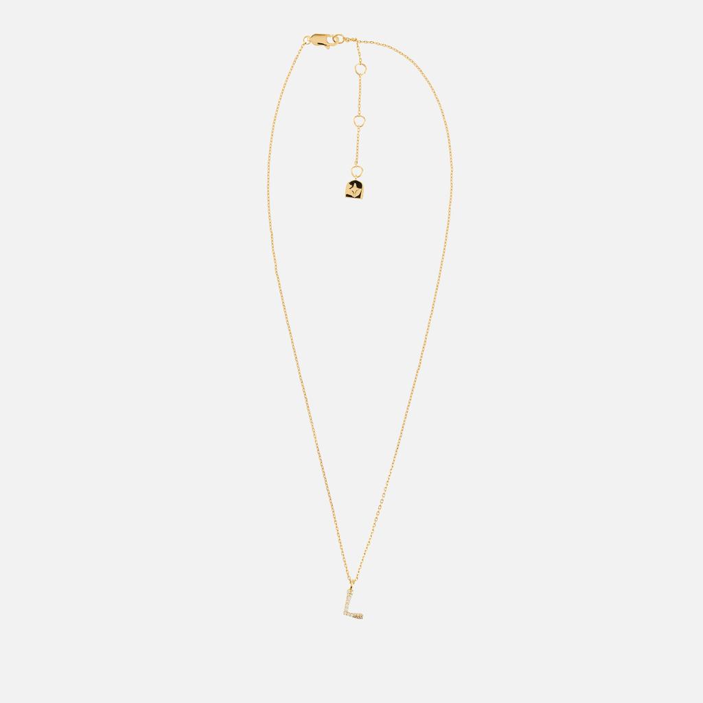 ASTRID & MIYU Astrid & Miyu Initial Pavé 18K Gold-Plated Necklace
