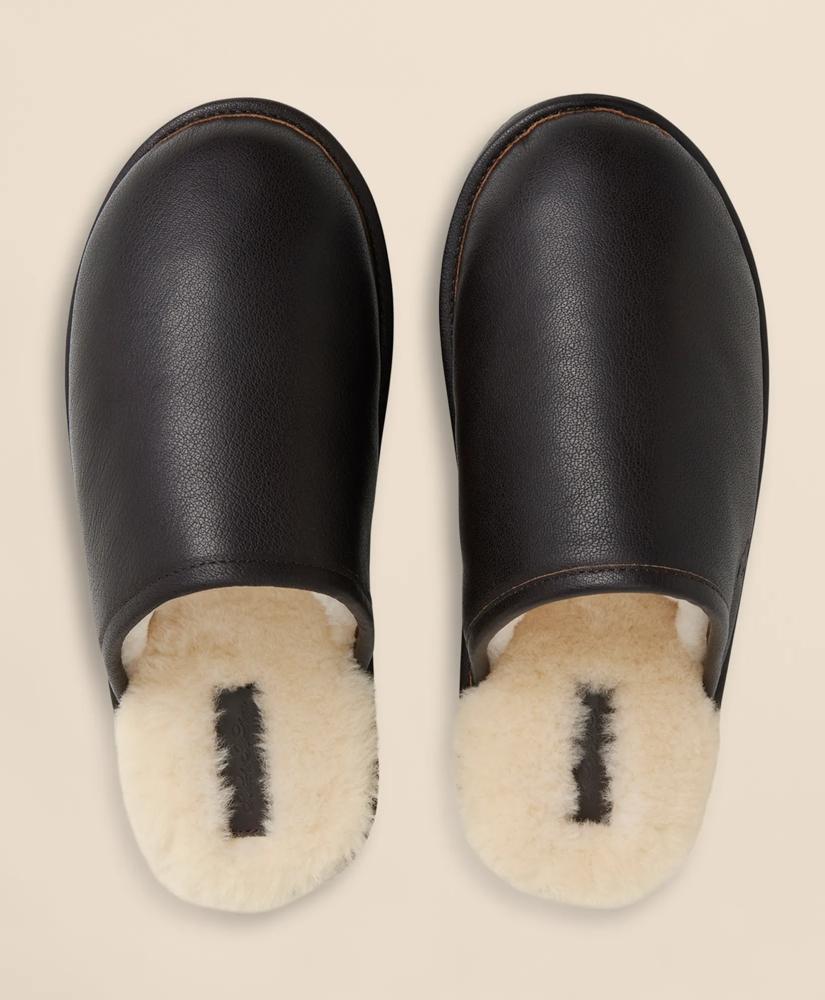 Brooks Brothers Leather Shearling Slippers