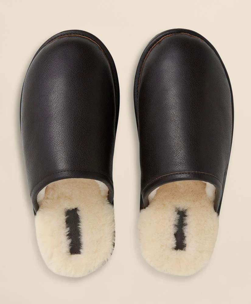Brooks Brothers Leather Shearling Slippers 1
