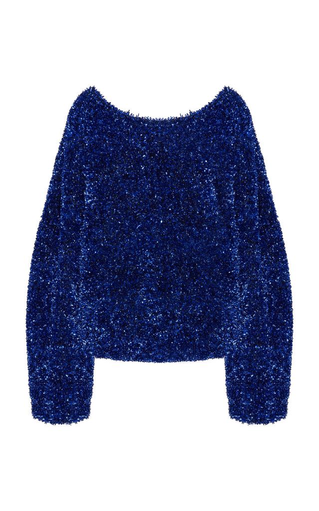 【関税&送料込】Dries Van Noten Midnight Blue Wool Blend Ble Blue Tinsel Sweater by Dries Van Noten on Sale