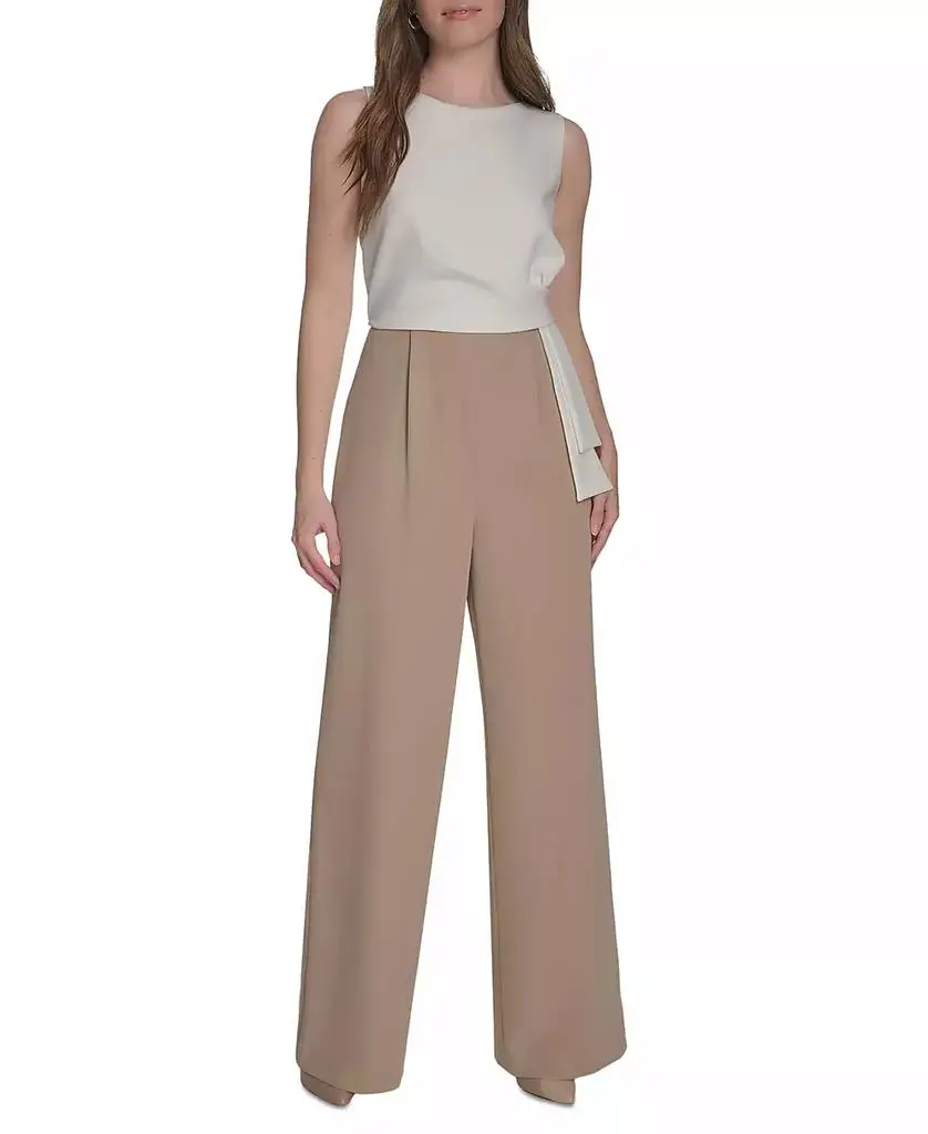 Tommy Hilfiger Women's Sleeveless Side Drape Two-Tone Jumpsuit