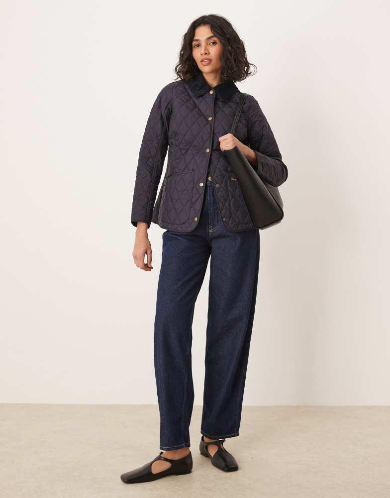 Barbour Barbour Annandale diamond quilt jacket with cord collar in navy