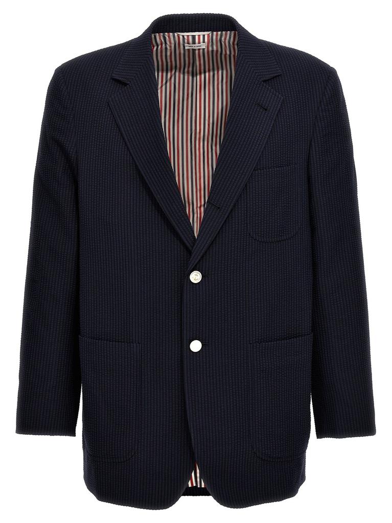 【関税・送料込み】THOM BROWNE BLAZERS Shop Thom Browne Single Breasted Seersucker Blazer on Sale