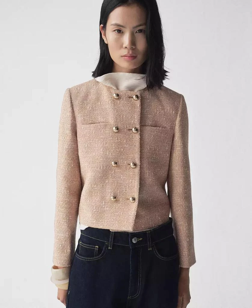 Mango Women's Double-Breasted Tweed Jacket 1