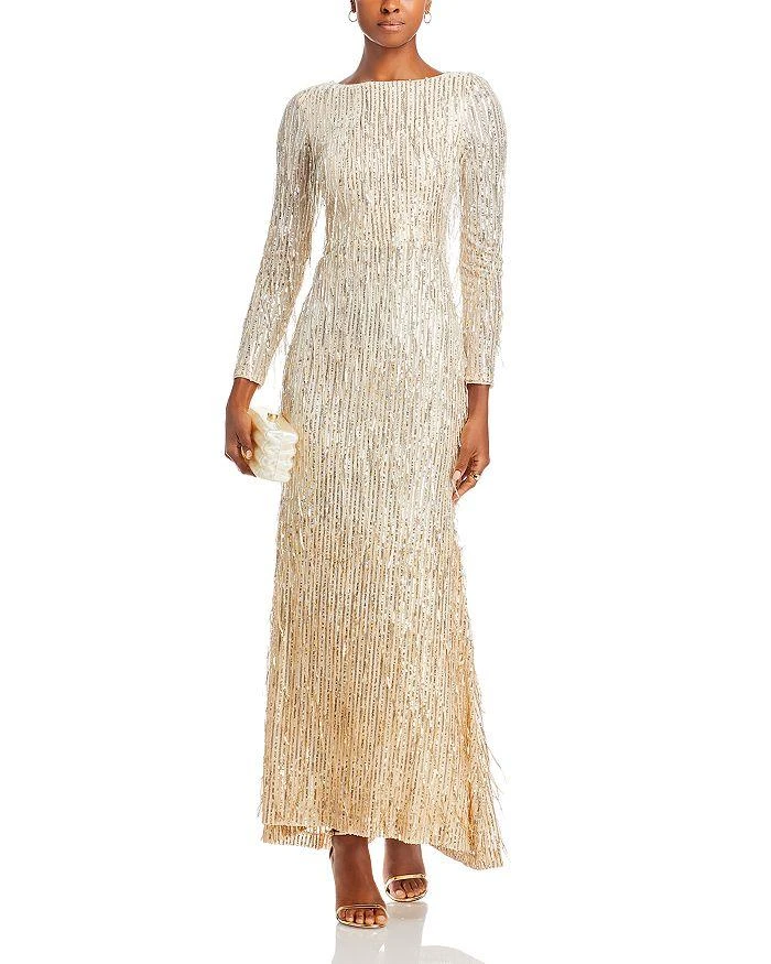 Eliza J Fringe Sequin Gown 3