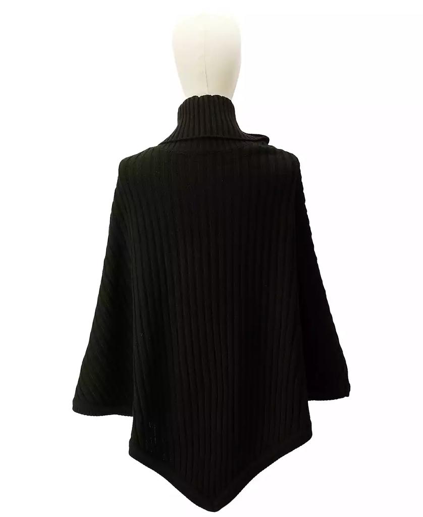 Michael Kors Women's Wide-Rib Button Turtleneck Poncho