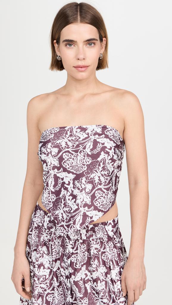 Tibi Batik Strapless Bandeau Top