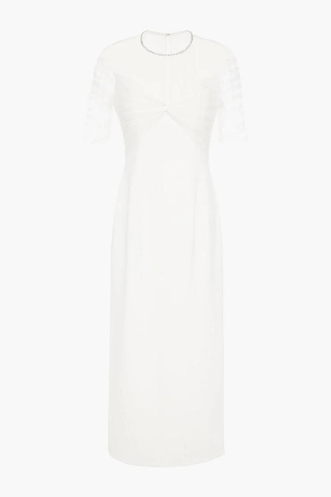 Jenny Packham Tulip crystal-embellished tulle-paneled crepe midi dress 1