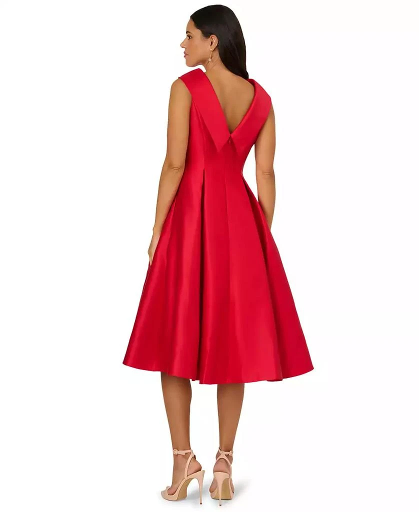 adrianna papell v neck fit & flare dress Black Sleeveless Mikado Fit And Flare Midi Dress With V-Back