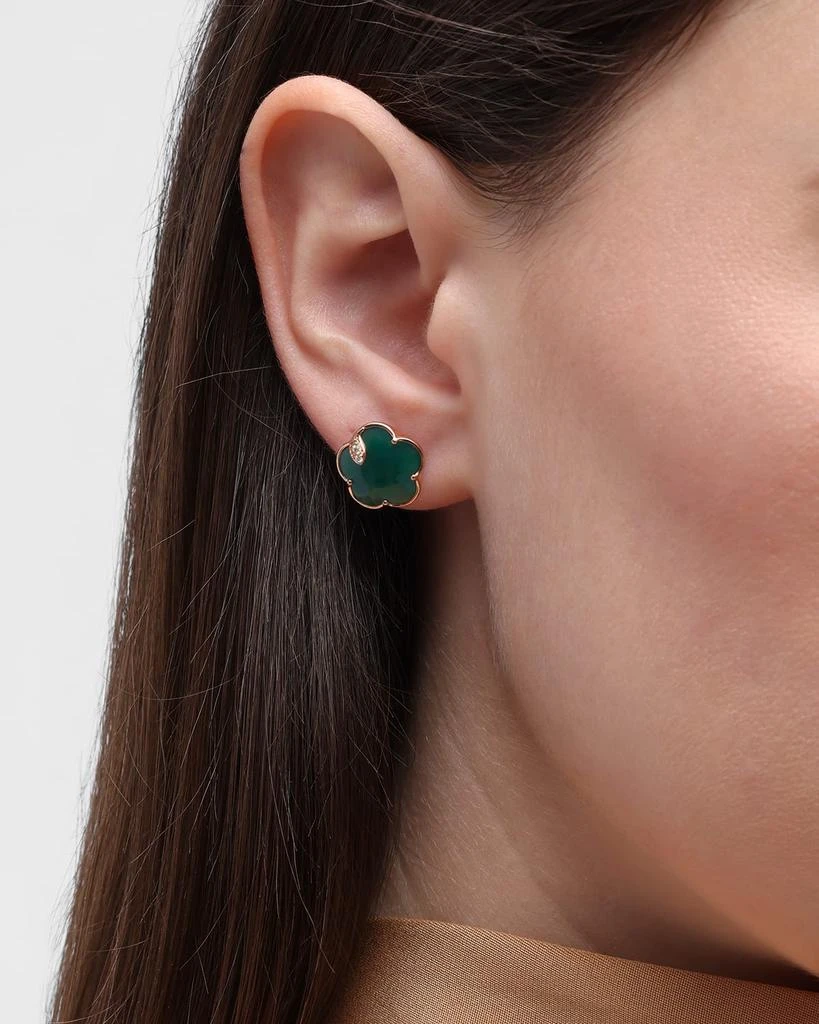 Pasquale Bruni Petite Joli Green Agate Floral Stud Earrings with Diamonds 2