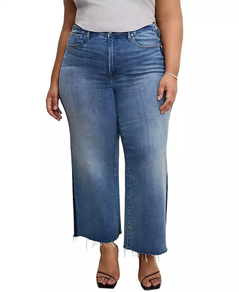 Good American Women's Soft-Tech Good Waist Palazzo Cropped Jeans 9