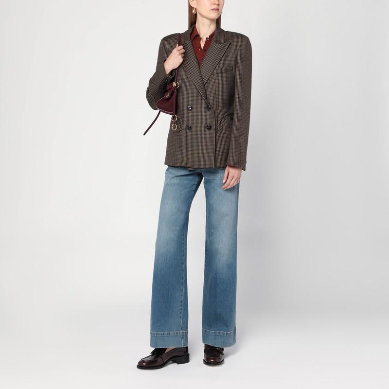 BLAZÉ MILANO Brown wool pied de poule double-breasted blazer