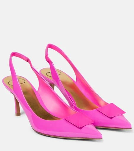 Valentino One Stud patent leather slingback pumps 1