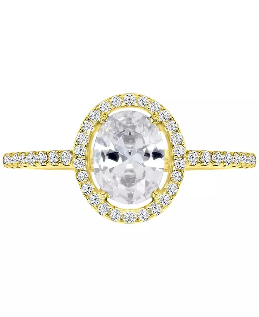 Macy's Cubic Zirconia Oval Halo Engagement Ring in 14k Gold-Plated Sterling Silver