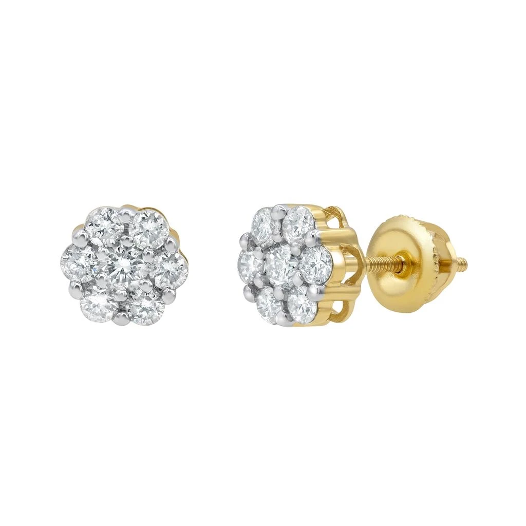 LuvMyJewelry Meadow 0.5 Ct TW Lab Grown Diamond Cluster Studs 14K Gold Earrings 6