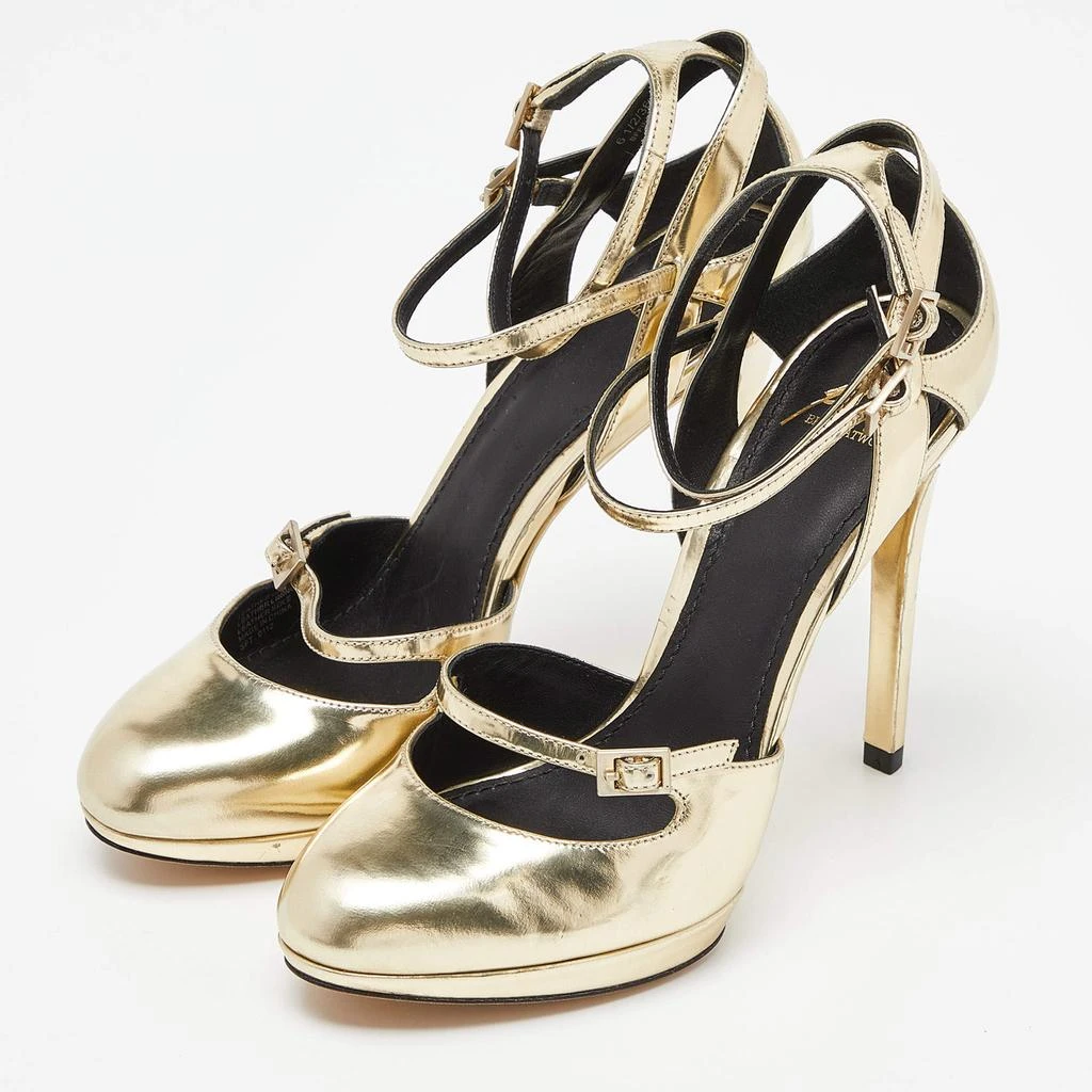 Brian Atwood Brian Atwood Gold Laminated Leather Slingback Pumps Size 37 2