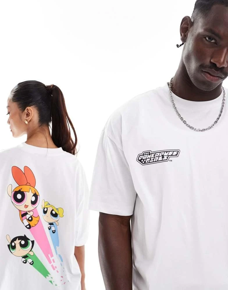 ASOS ASOS DESIGN unisex oversized t-shirt with The Powerpuff Girls prints in white 2