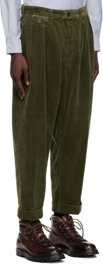 BEAMS PLUS Khaki 2 Pleats Corduroy Trousers 2