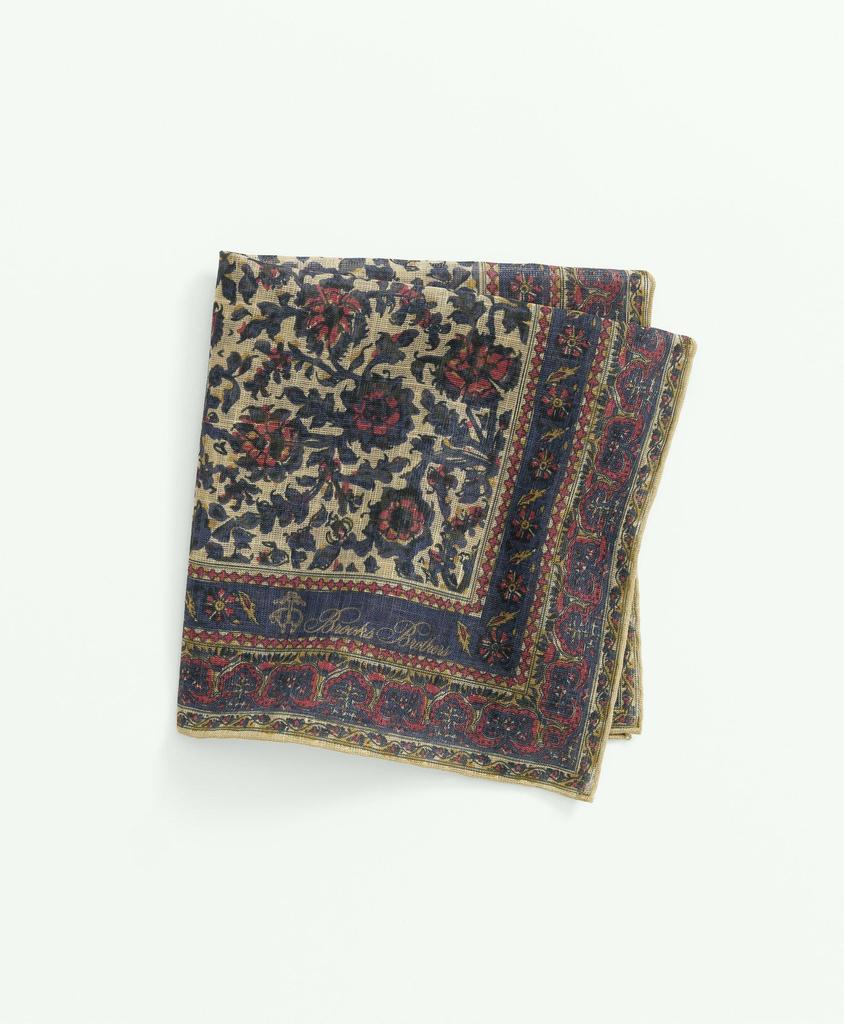 Brooks Brothers Ornate Floral Cotton-Linen Pocket Square