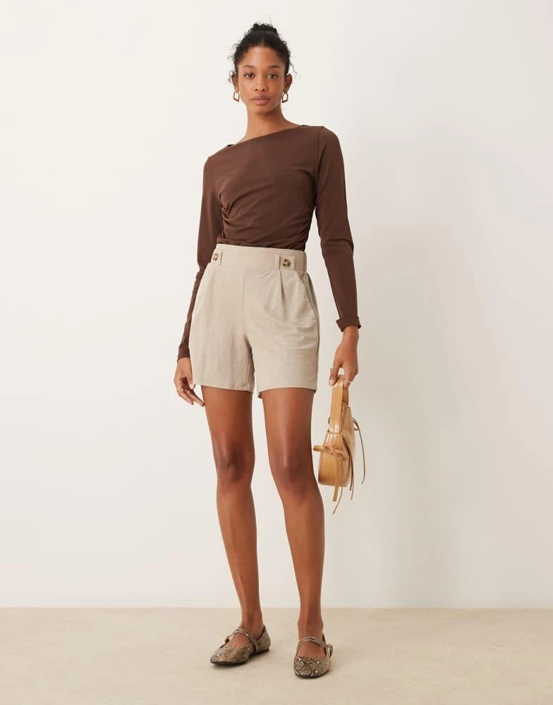 Abercrombie & Fitch Abercrombie & Fitch long sleeve top with slash neck in brown 4