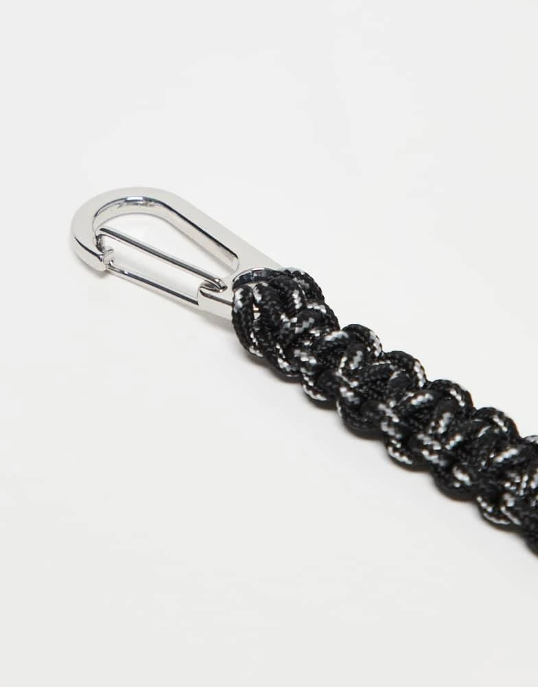 ASOS ASOS DESIGN festival braided keyring bag charm with o ring in silver tone 2