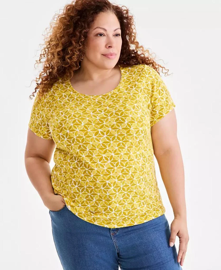 Style & Co Plus Size Printed Scoop-Neck Tee, Exclusively at Macy's 1