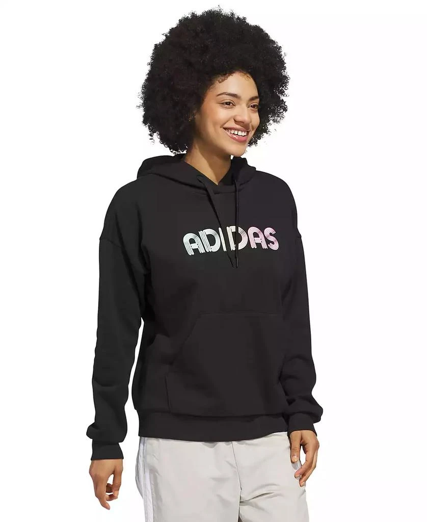 Adidas Women
s Wordmark Graphic Hooded Sweatshirt