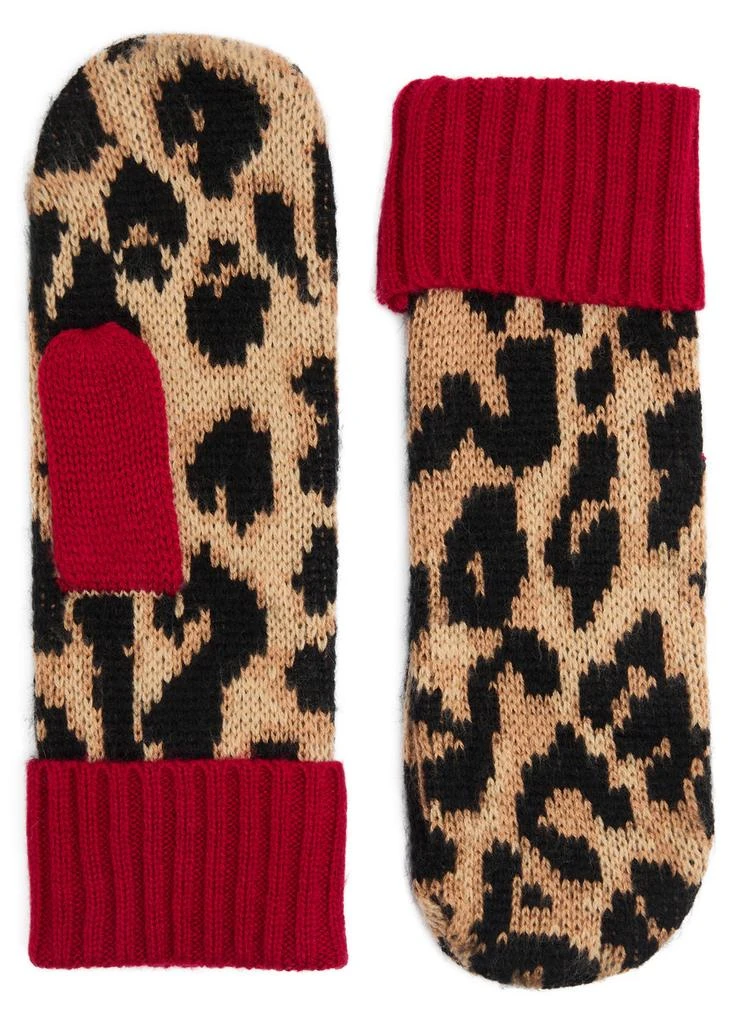 DAMSON MADDER Leopard-intarsia knitted mittens 1