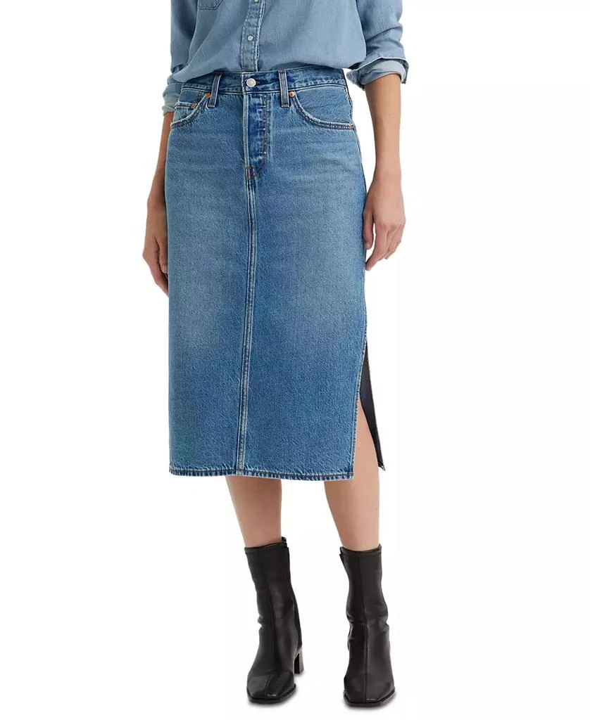 Levi's Women's Side-Slit Denim Midi Skirt 1