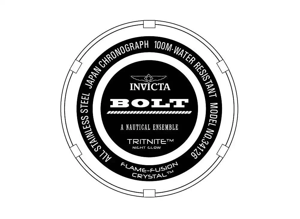 Invicta Men's 34126 Bolt Quartz Chronograph Silver Dial Watch 2